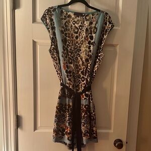 Hale Bob Chic Leopard Print Sleeveless V neck Romper